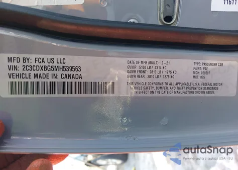 2021 Dodge Charger Sxt Rwd из США, поврежденный, VIN 2C3CDXBG5MH539563